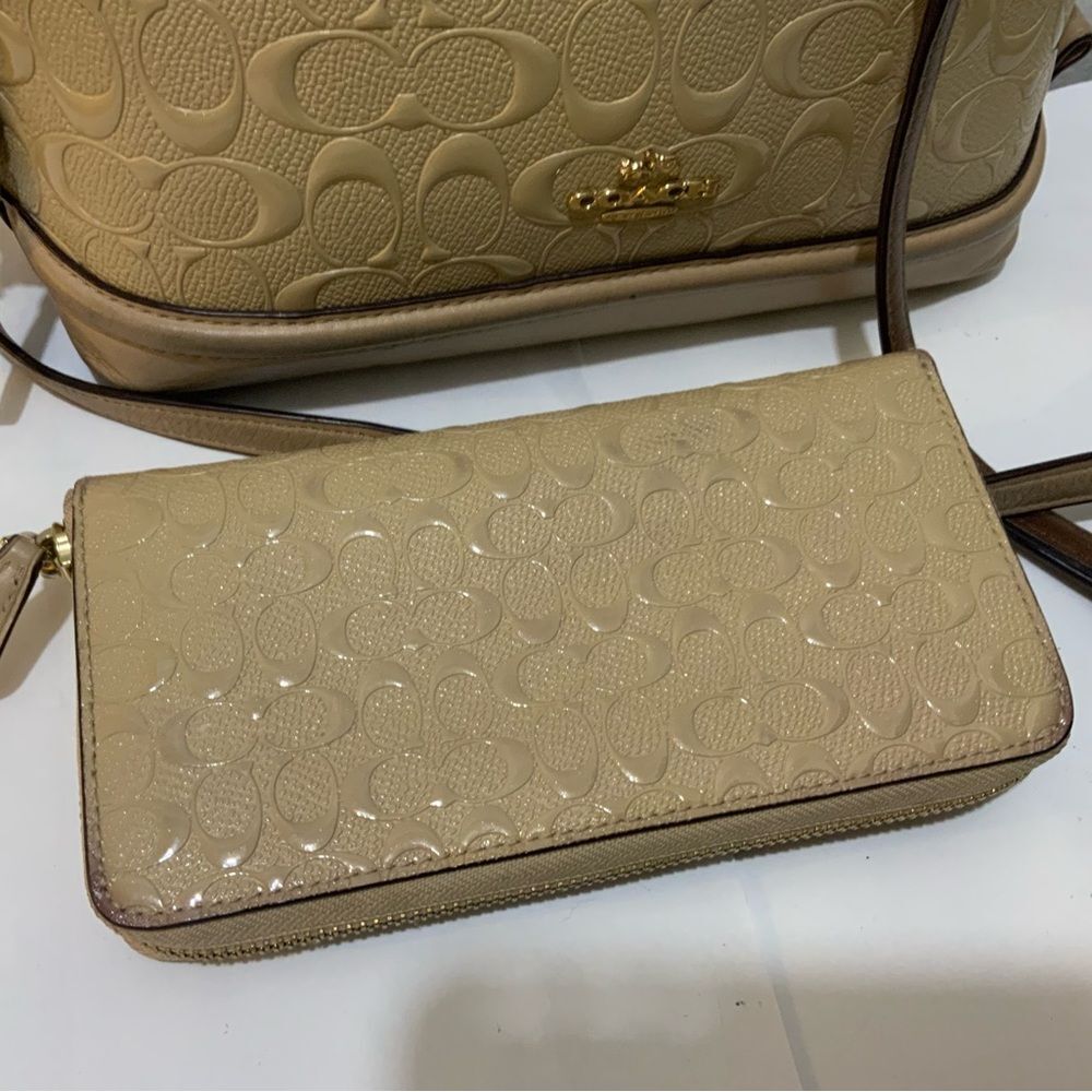 COACH Mini Sierra Satchel & wallet  Signature debossed Patent Leather, F55450 - Picture 7 of 9